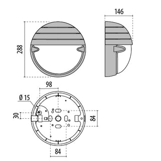 Prisma Chip Tondo 30 grill zidna ili stropna svjetiljka IP55