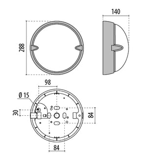 Prisma Chip Tondo 30 zidna ili stropna svjetiljka IP55