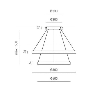 Luster Gea Luce Criseide S2G promjer 80 i 60 cm prstenasti LED dizajn