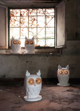 Stolna lampa Karman Ti‑Vedo – bijela keramička lampa sova