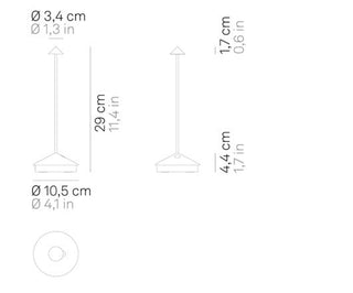 Prijenosna bežična lampa Zafferano Pina LED fi 10,5 h 29 cm