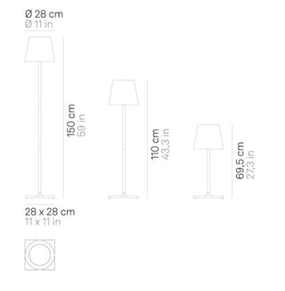 Prijenosna bežična podna lampa Zafferano Poldina XXL LED fi 28 h 150 cm