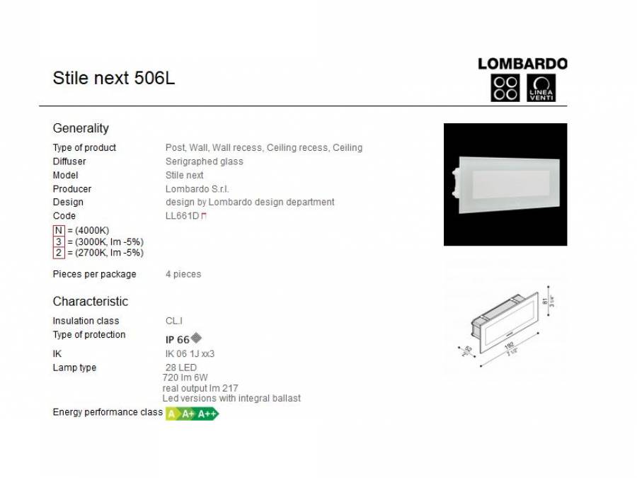 Vanjska ugradna svjetiljka Lombardo Stile next 506L 28 LED 6W Cijena