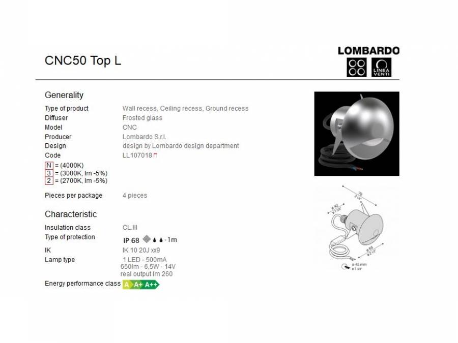 Vanjska ili unutarnja ugradna LED svjetiljka Lombardo CNC50 Top L 1 LED 6,5W Cijena