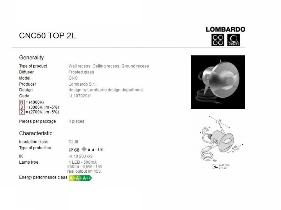 Vanjska ili unutarnja ugradna LED svjetiljka Lombardo CNC50 Top 2L 1 LED 6,5W Cijena