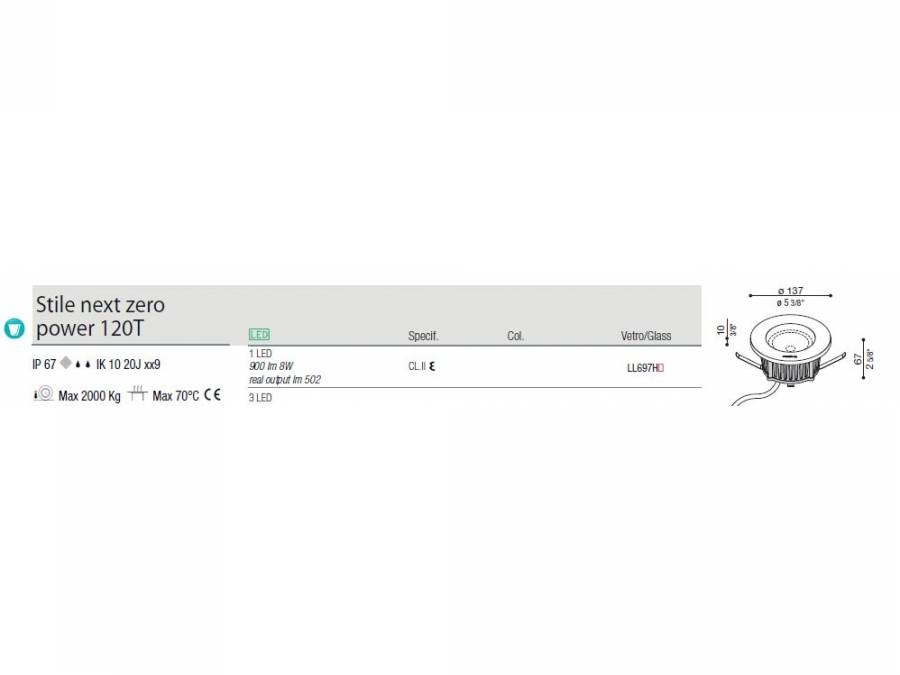 Vanjska ugradna svjetiljka Lombardo Stile next zero power 120T 1 LED 8W Cijena