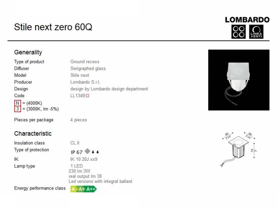 Vanjska ugradna svjetiljka Lombardo Stile next zero 60Q 1 LED 3W Cijena