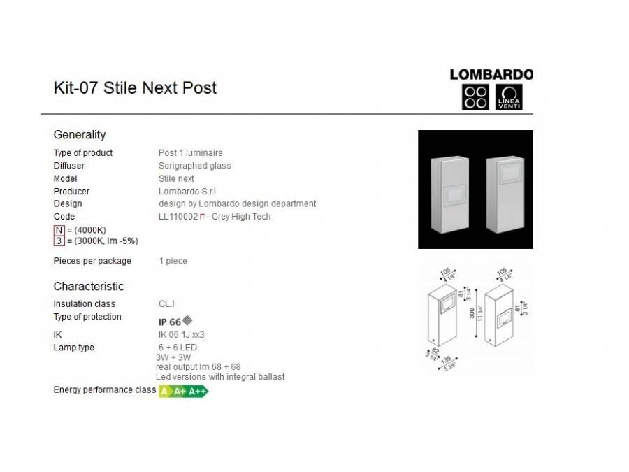 Rasvjetni LED stupići Lombardo Kit-07 Stile Next Post IP66 3W Cijena