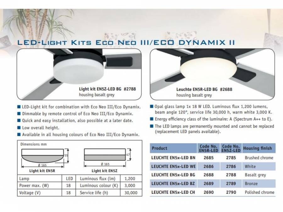 Dodatni pribor - rasvjeta za stropni ventilator Casa Fan EN5R-LED Cijena