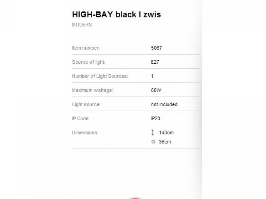Luster Nowodvorski HIGH-BAY black 5067 E27 max 60W Ø36 Cijena